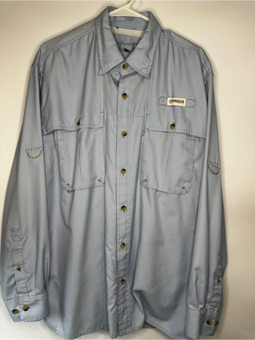 Magellan Outdoors Light Blue Button-Down Casual Shirt